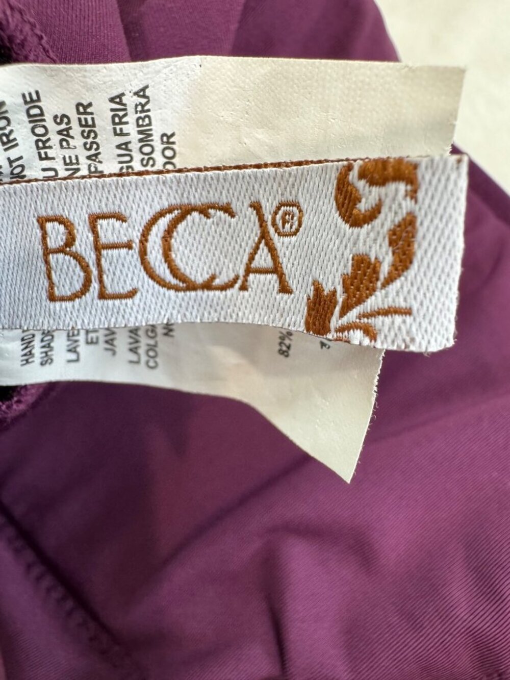 New Becca Women's Size M Aubergine Sheen One-Piece Swimsuit - Picture 3 of 12